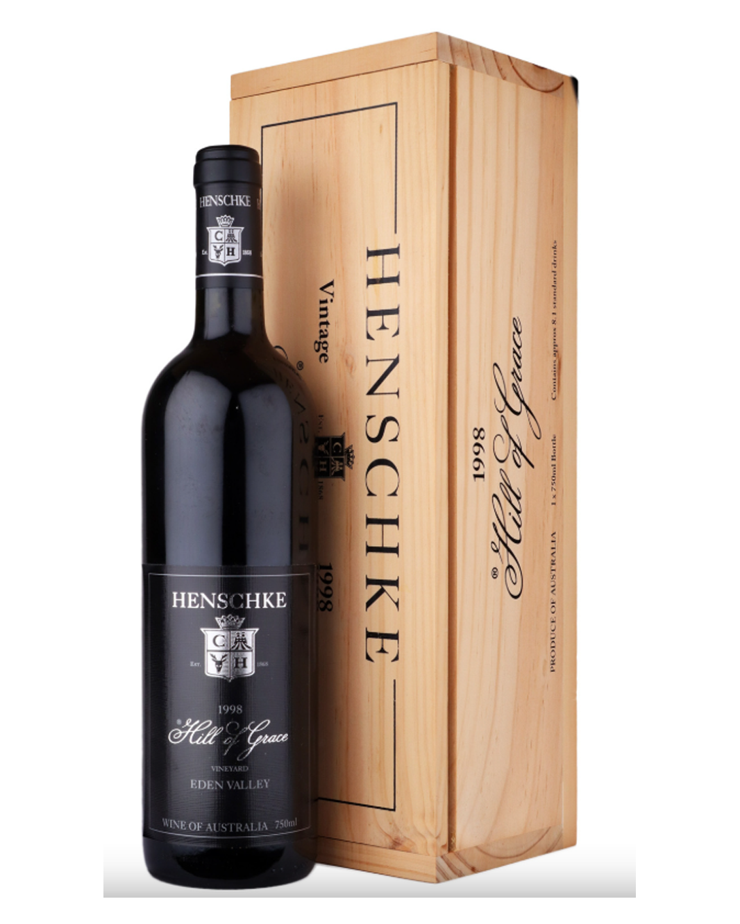 1998 Henschke Hill of Grace Shiraz 750ml Original Wooden Box