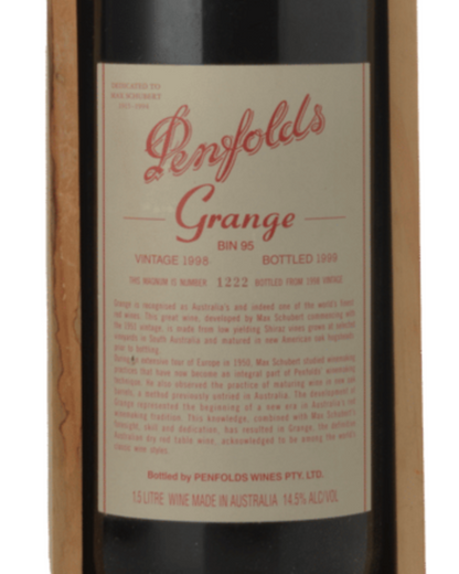 1998 Penfolds Bin 95 Grange Shiraz 1.5L Magnum Original Wooden Box