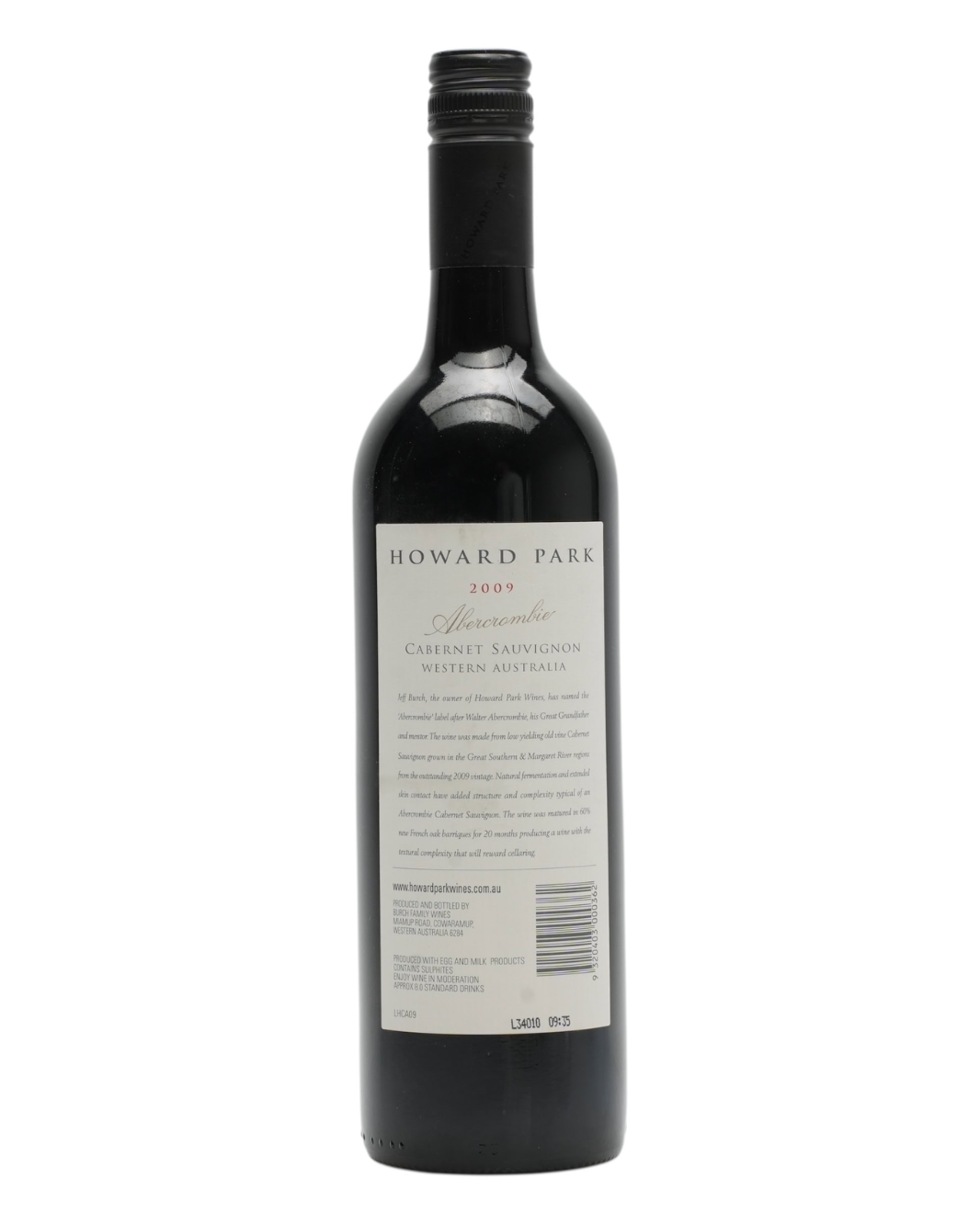 2009 Howard Park Abercrombie Cabernet Sauvignon 750ml back