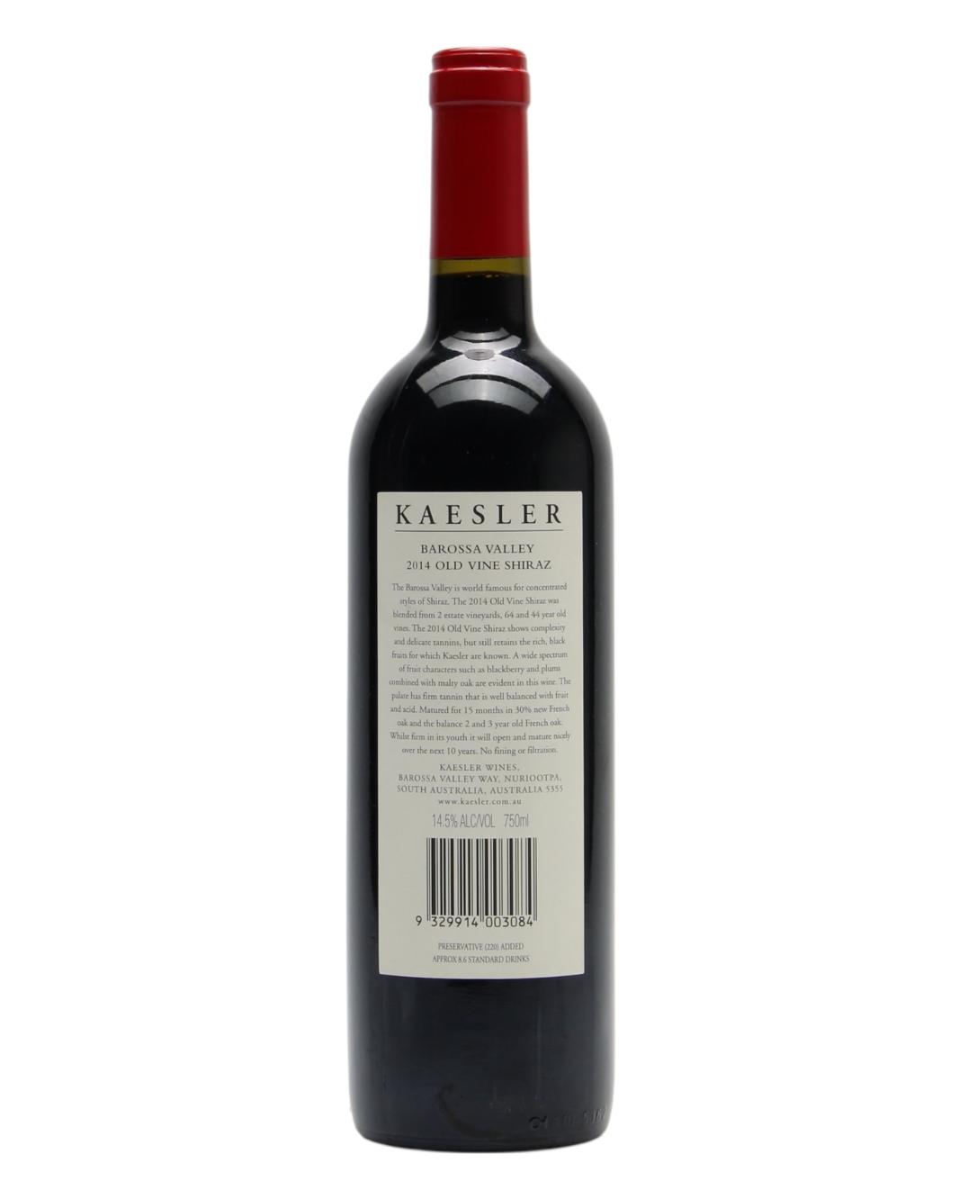 2014 Kaesler Old Vine Shiraz 750ml back
