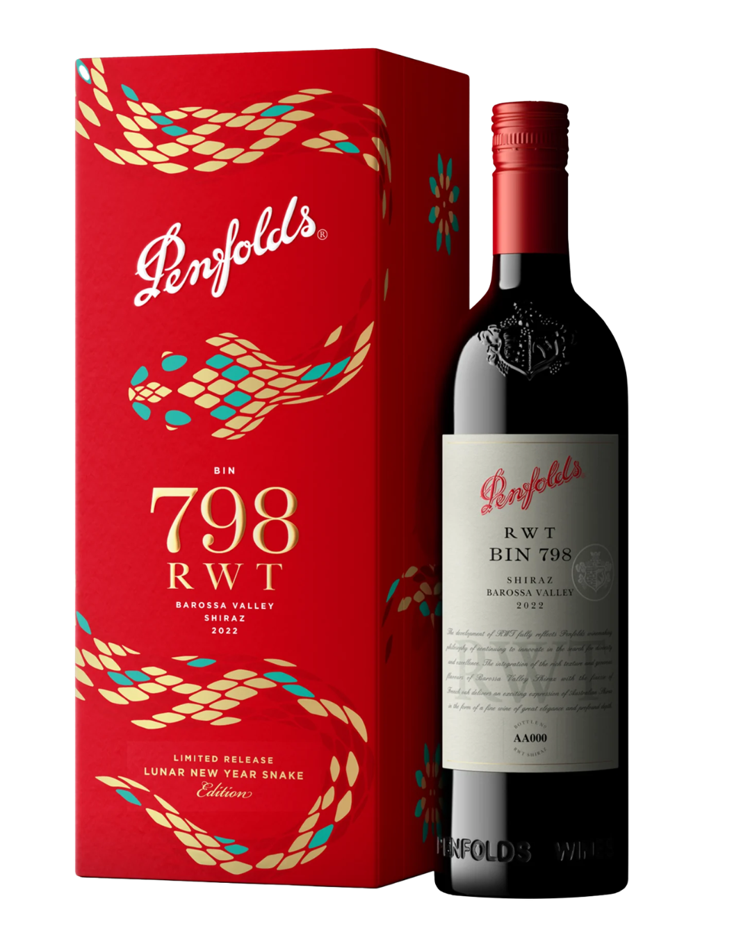 2022 Penfolds RWT Bin 798 Shiraz Lunar New Year Snake Edition Gift Box 750ml
