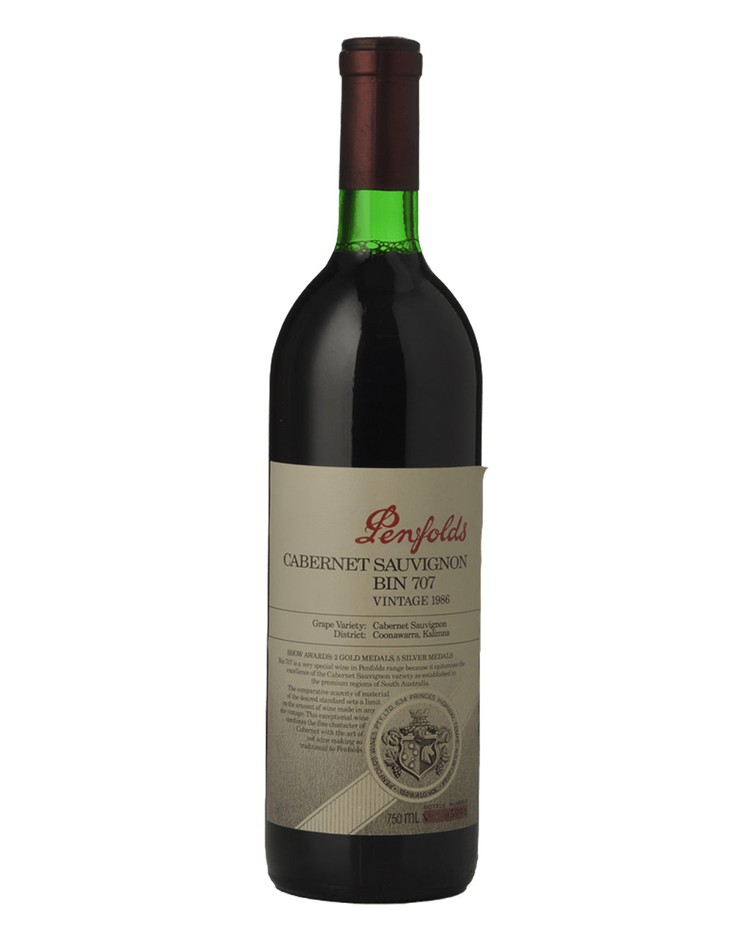 1986 Penfolds Bin 707 Cabernet Sauvignon 750ml Base of Neck
