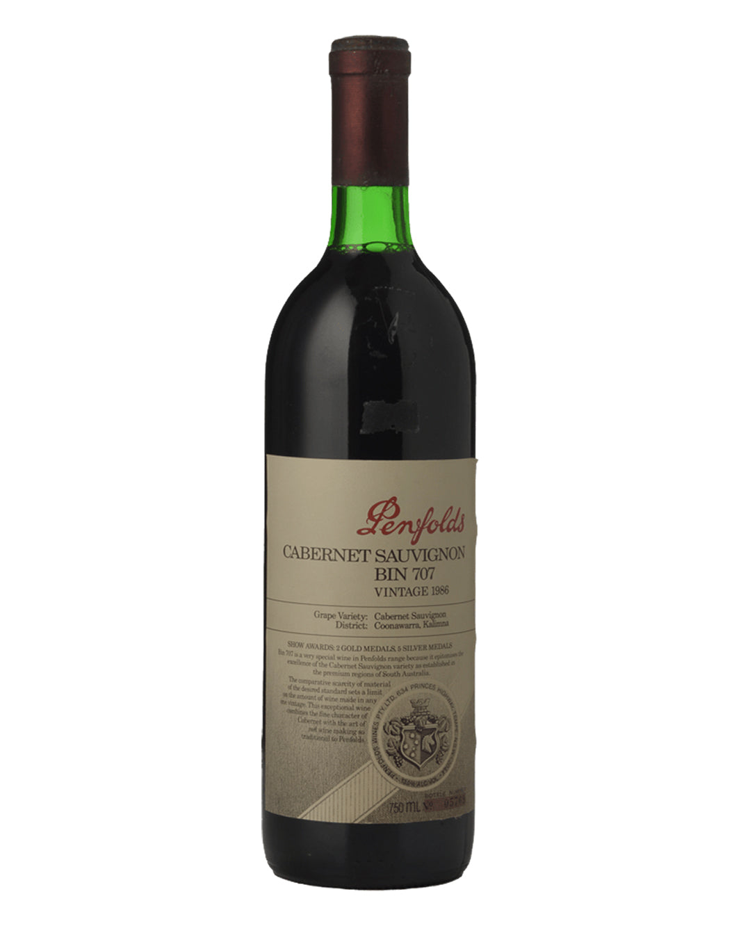 1986 Penfolds Bin 707 Cabernet Sauvignon 750ml Base of Neck
