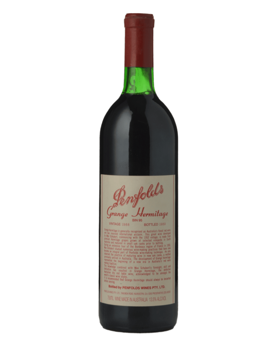 1988_PENFOLDS_Bin_95_Grange_Shiraz_South_Australia opt 3 minor label stains just below bae of neck